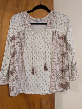 Lucky Brand Paisley Peasant Top